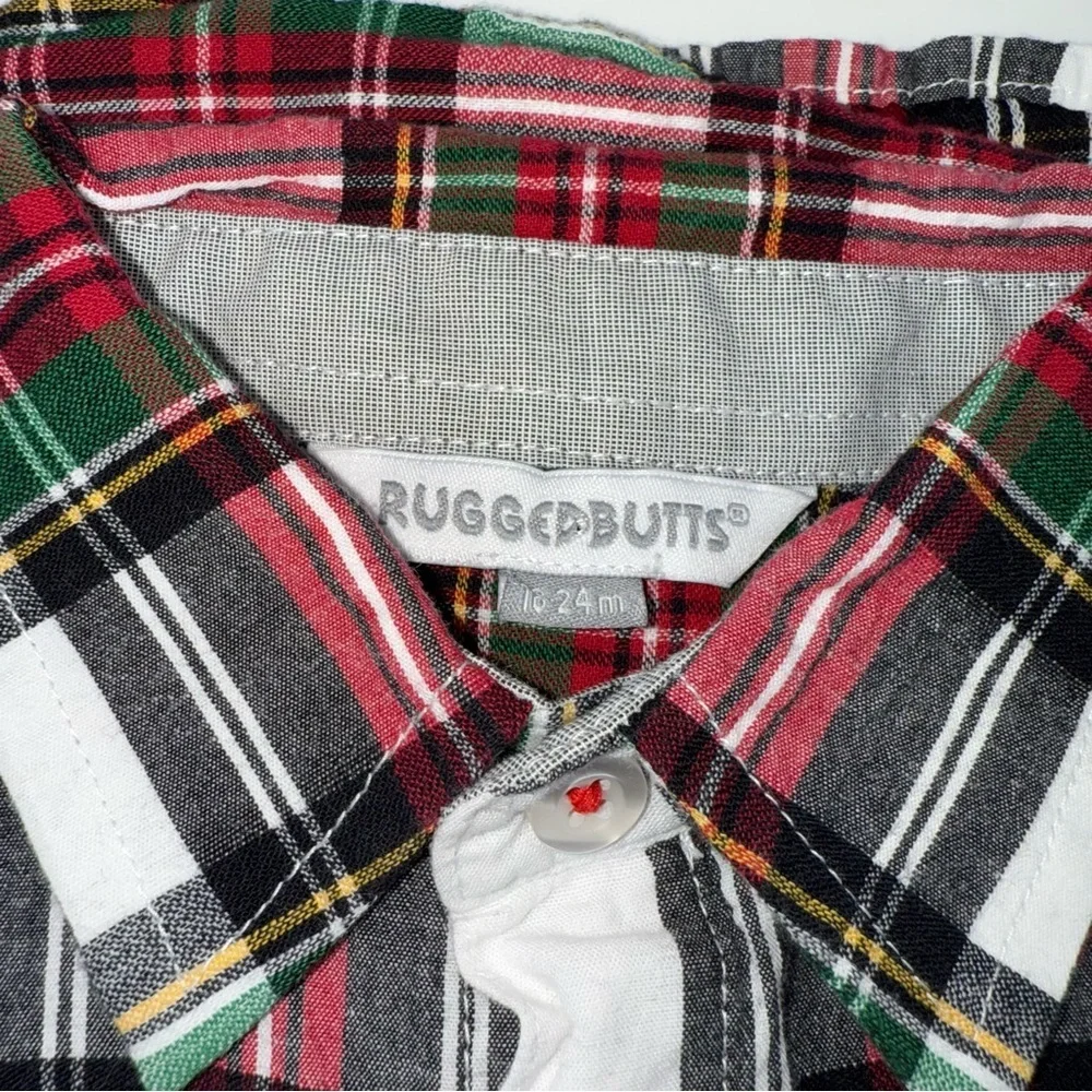 Rugged Butts Christmas Plaid Baby Toddler Boys Shirt